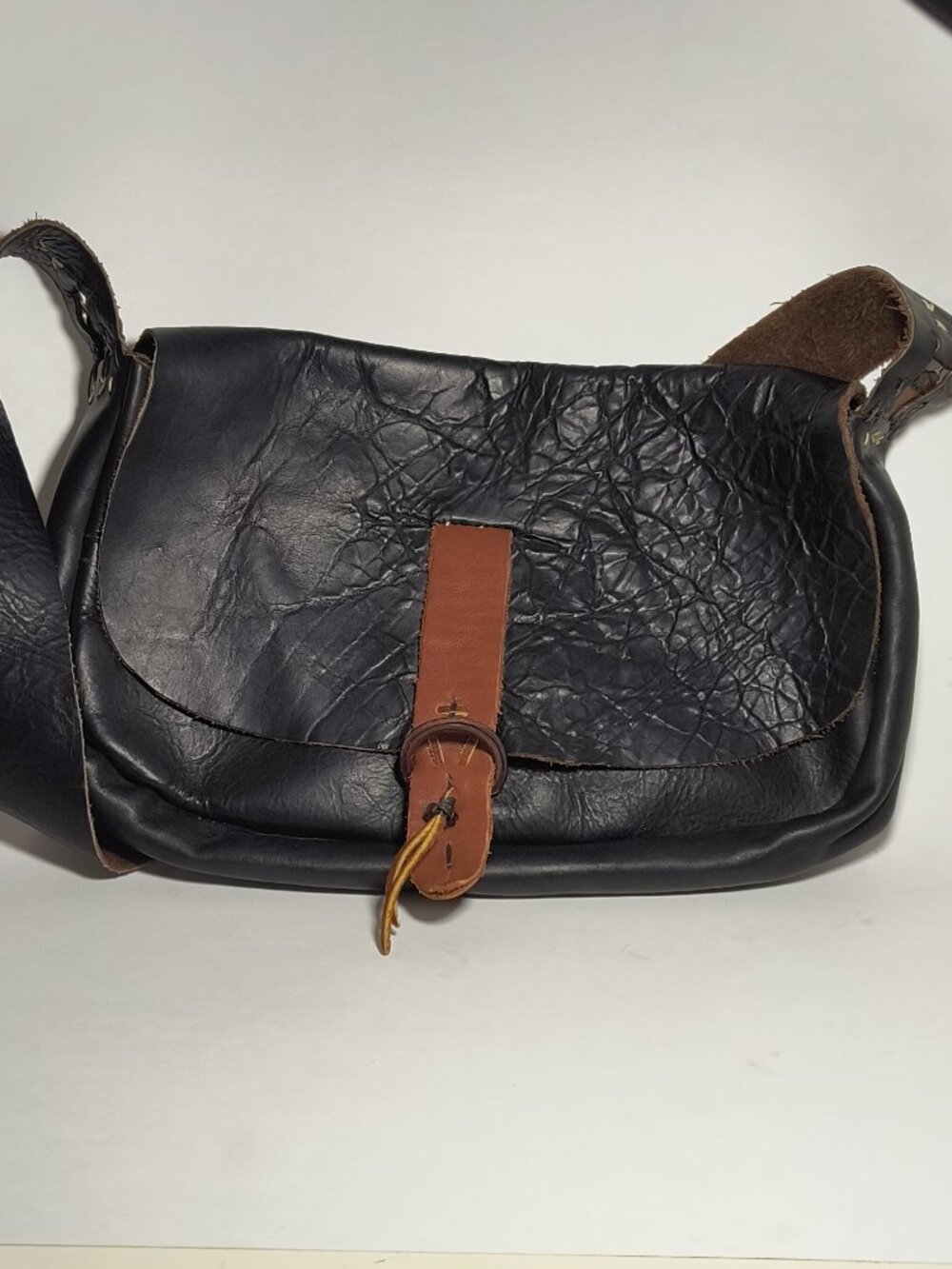 Handmade Vintage Milled Leather Saddle Shoulder Bag Boho Western Flap Purse